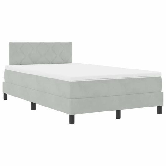 vidaXL LED Κρεβάτι με βάθρο Ανοιχτό γκρι 120 x 190 cm Βελούδο