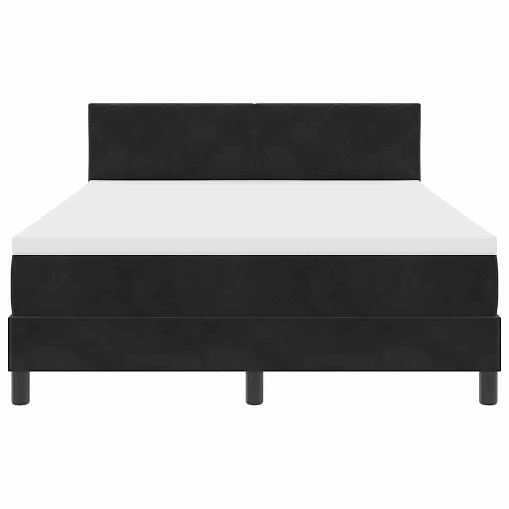 vidaXL LED Κρεβάτι με βάθρο με κεφαλάρι Μαύρο 140 x 190 cm Βελούδο