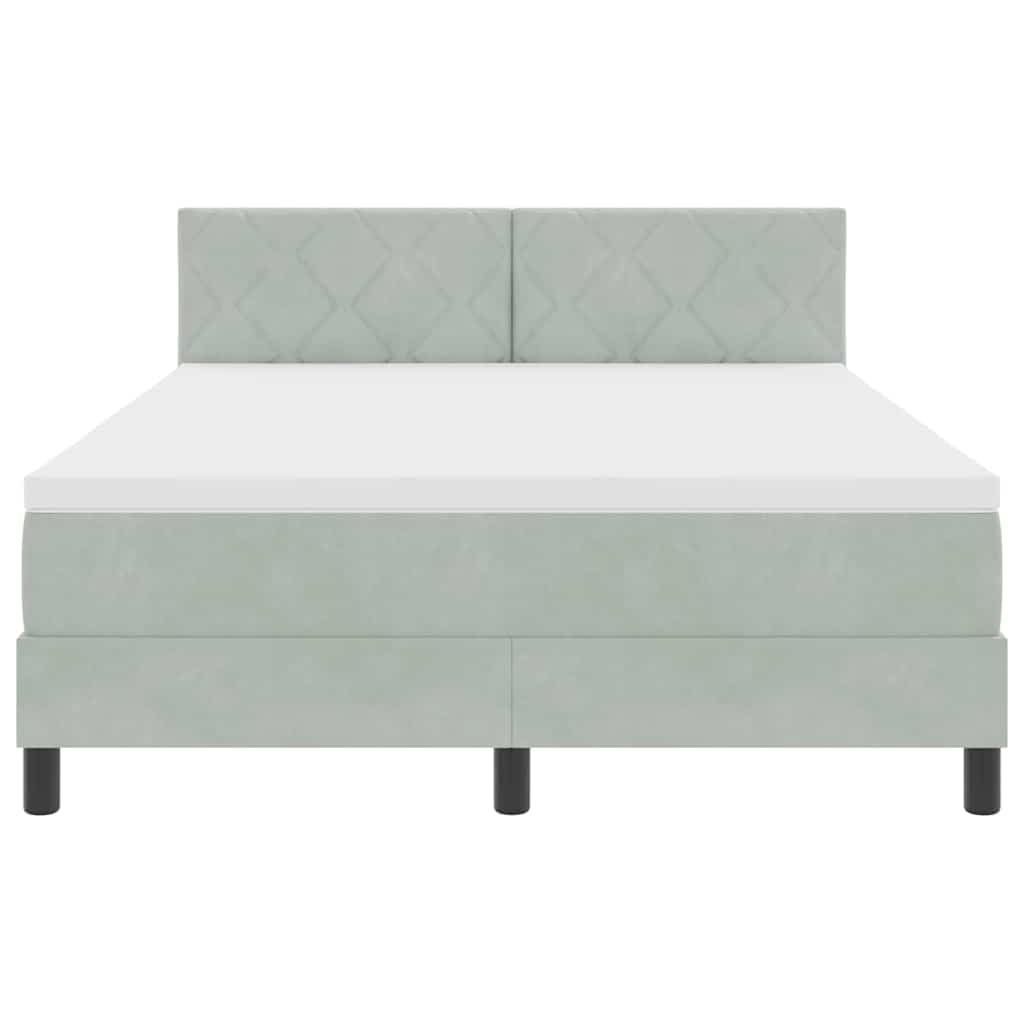 vidaXL LED Κρεβάτι με βάθρο Ανοιχτό γκρι 140 x 200 cm Βελούδο
