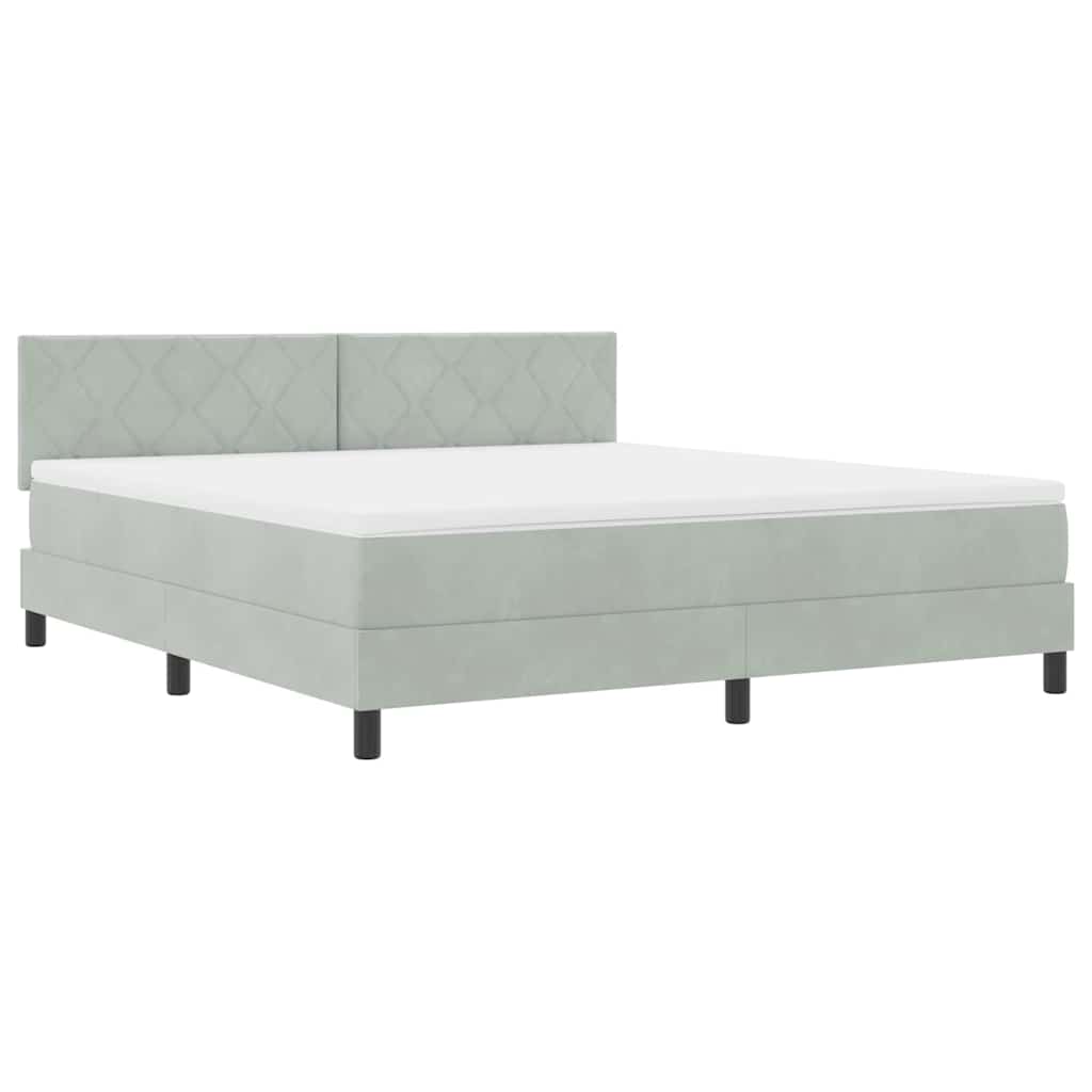 vidaXL LED Κρεβάτι με βάθρο Ανοιχτό γκρι 180 x 200 cm Βελούδο