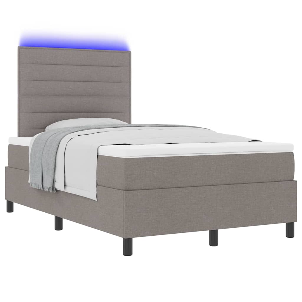 vidaXL Κρεβάτι με ελατήρια με στρώμα με led Taupe 120 x 190 cm ύφασμα