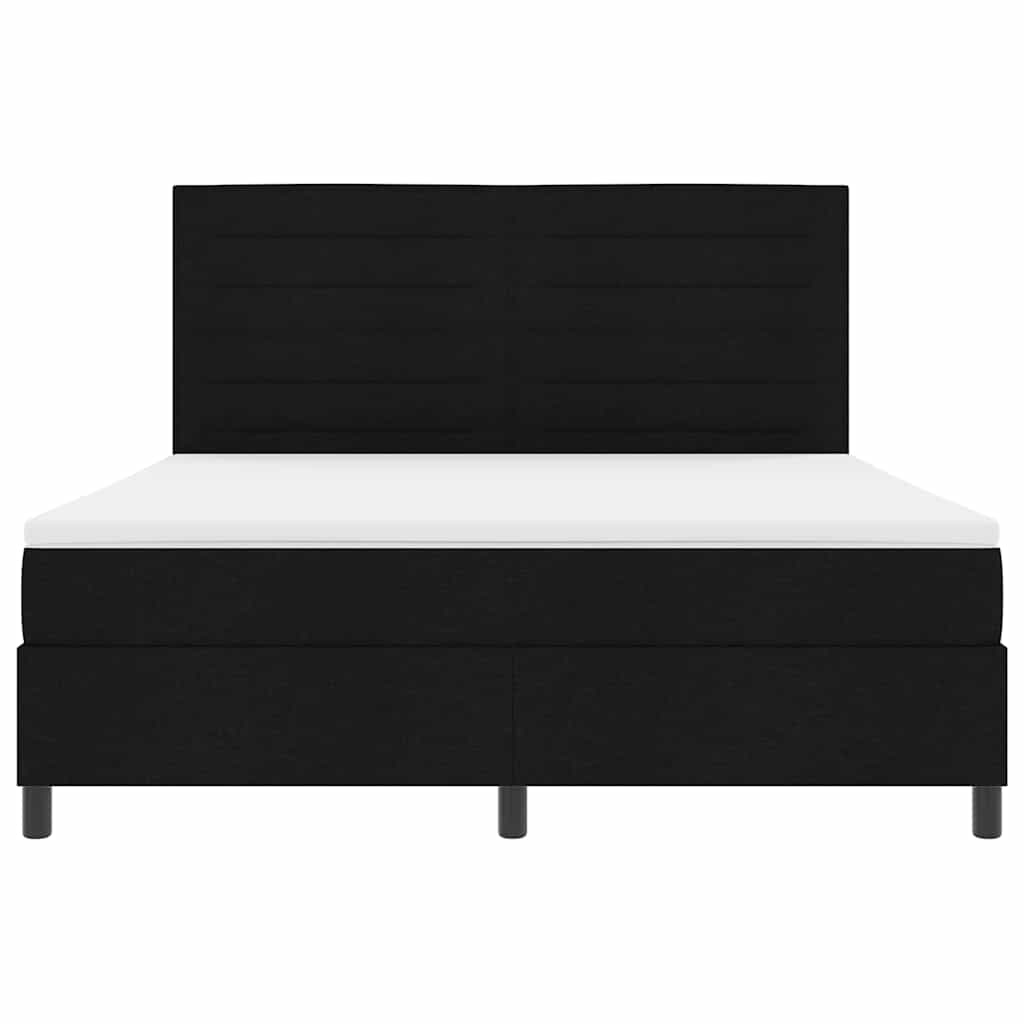 vidaXL Κρεβάτι με ελατήρια με στρώμα με led Μαύρο 180 x 200 cm ύφασμα