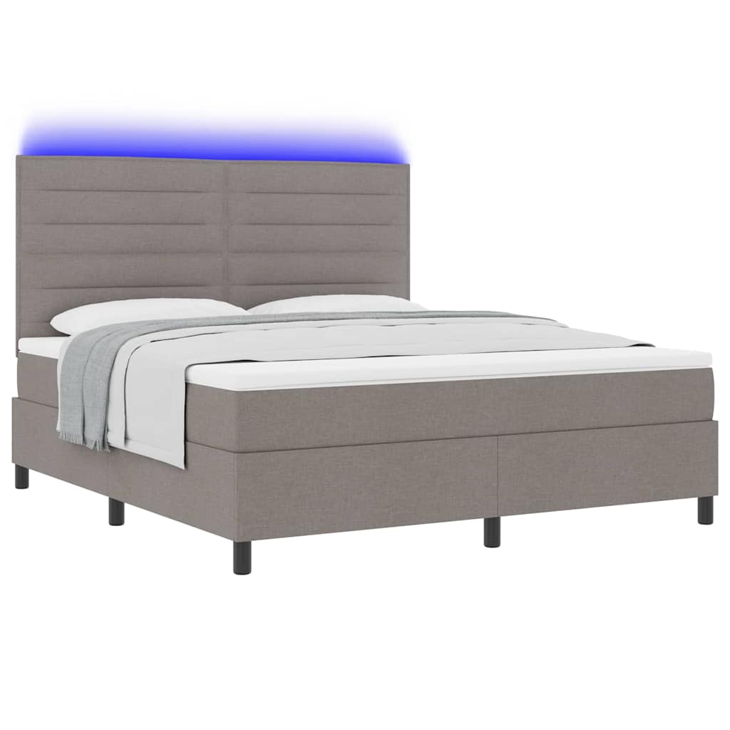 vidaXL Κρεβάτι με ελατήρια με κεφαλάρι Taupe 180 x 200 cm ύφασμα
