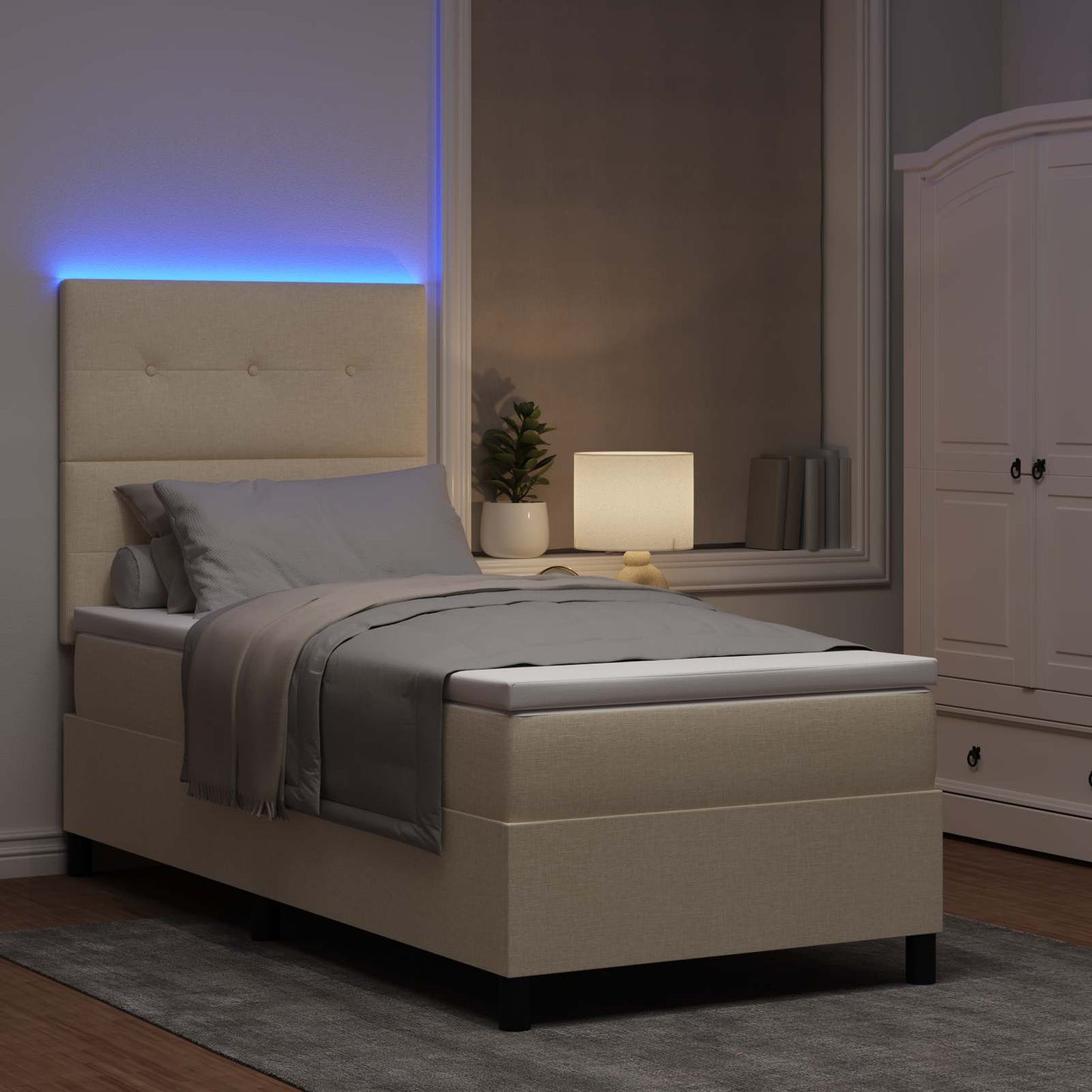 vidaXL Κρεβάτι με ελατήρια με κεφαλάρι Κρεμ 80 x 200 cm ύφασμα