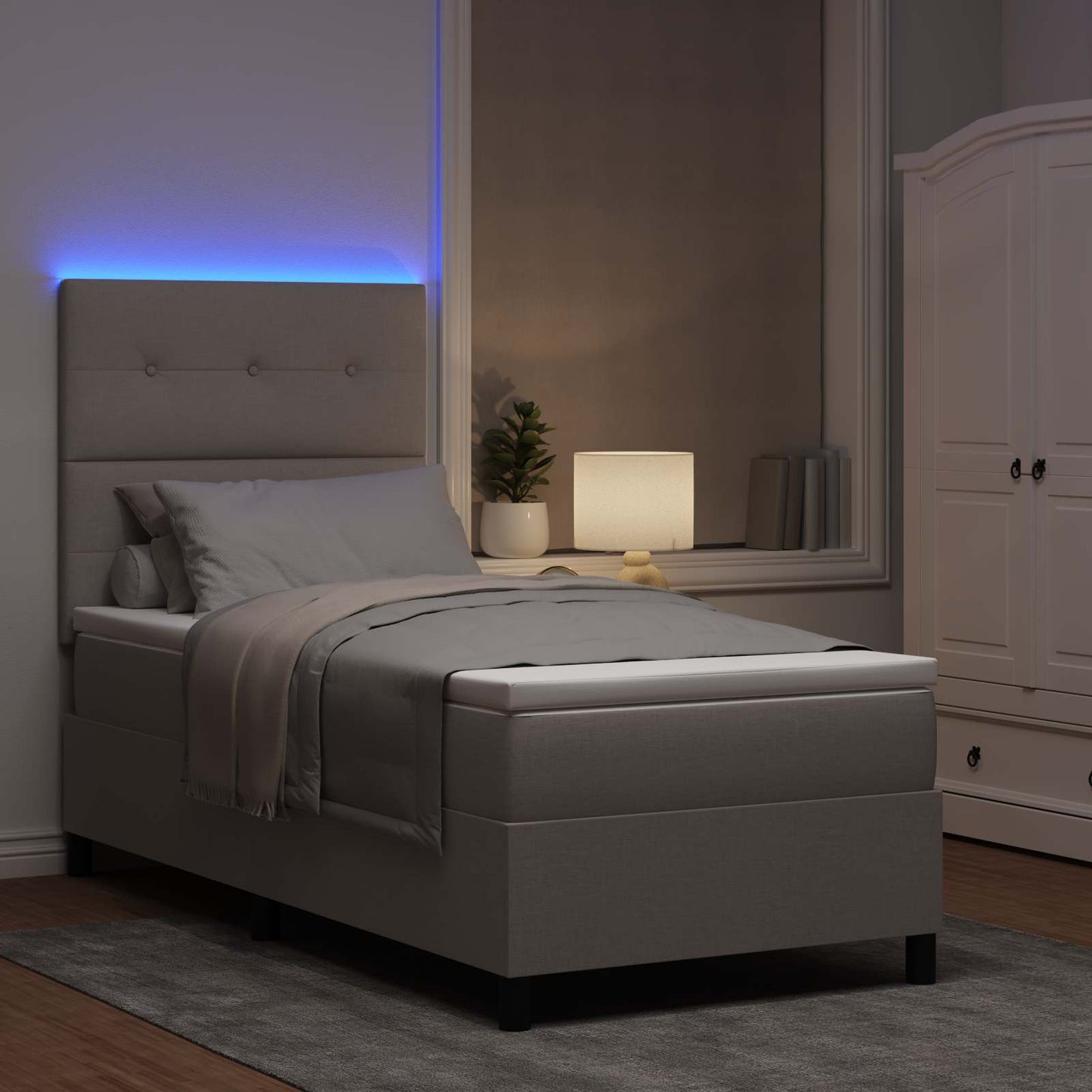 vidaXL Κρεβάτι με ελατήρια με κεφαλάρι Taupe 90 x 190 cm ύφασμα