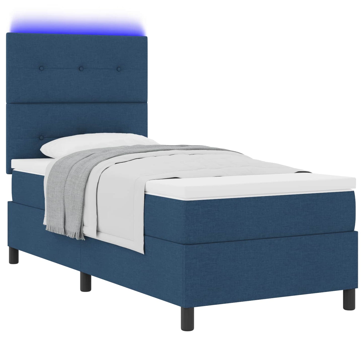 vidaXL Κρεβάτι με ελατήρια με κεφαλάρι Μπλε 90 x 190 cm ύφασμα