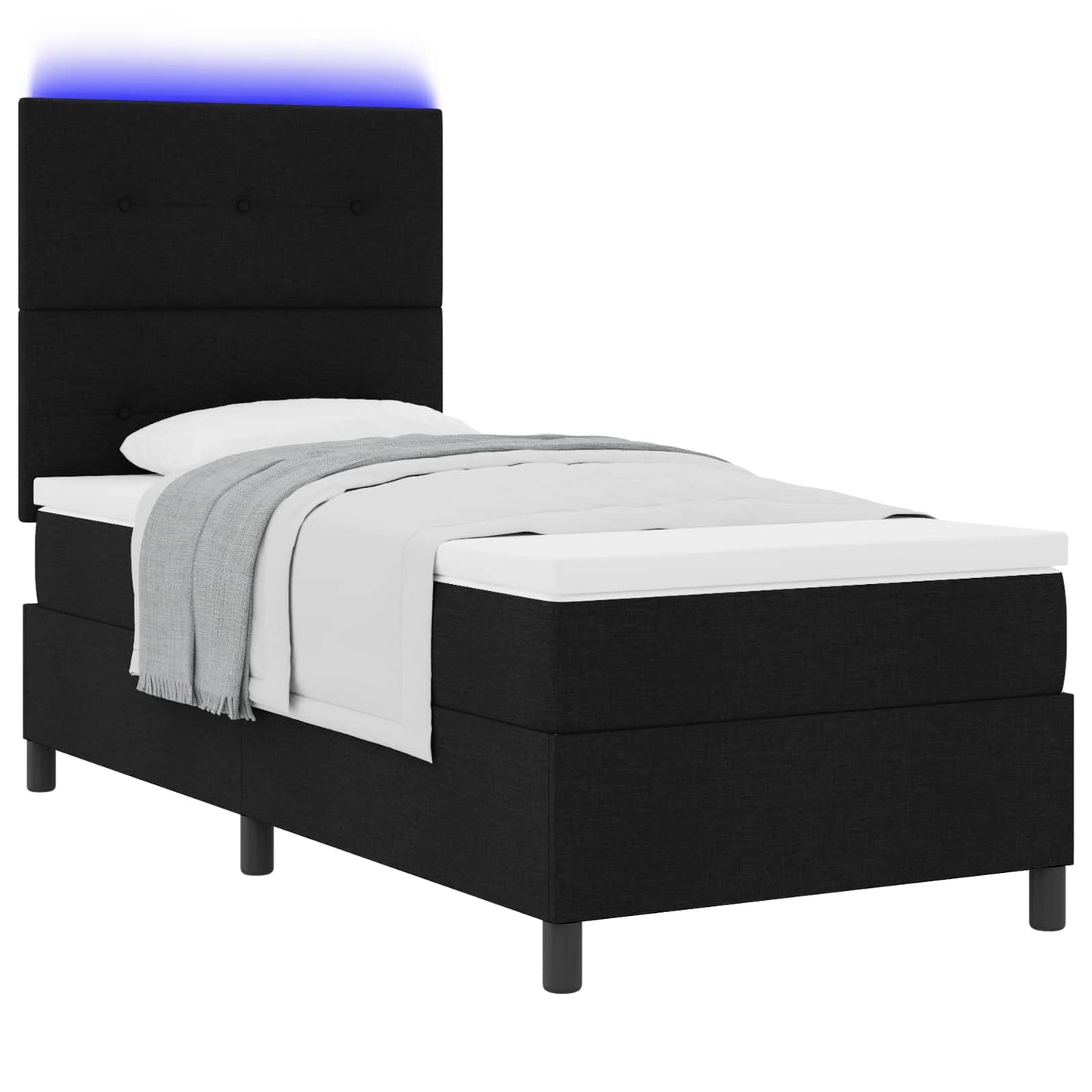 vidaXL Κρεβάτι με ελατήρια με κεφαλάρι Μαύρο 90 x 200 cm ύφασμα