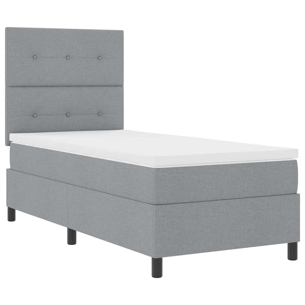 vidaXL Κρεβάτι με ελατήρια Ανοιχτό γκρι 100 x 200 cm ύφασμα