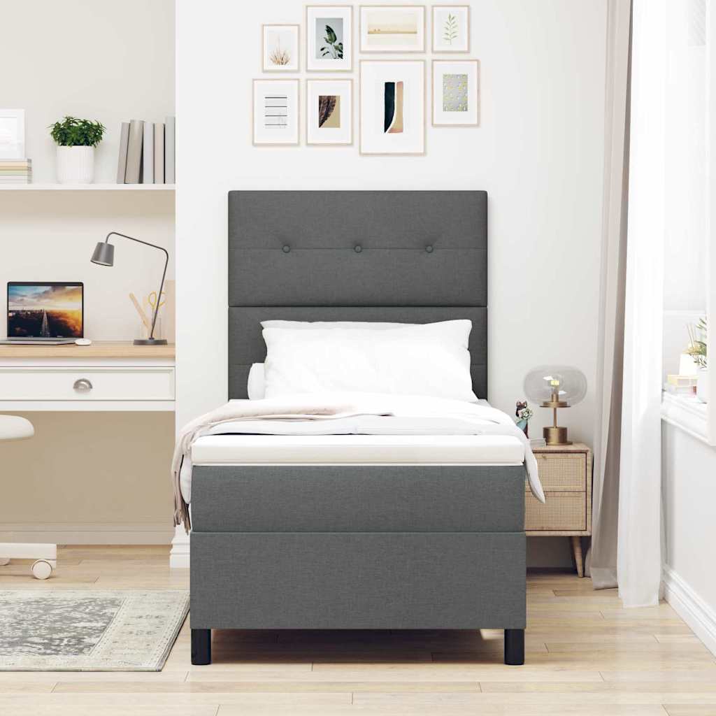 vidaXL Κρεβάτι με ελατήρια με κεφαλάρι Σκούρο γκρι 100 x 200 cm ύφασμα