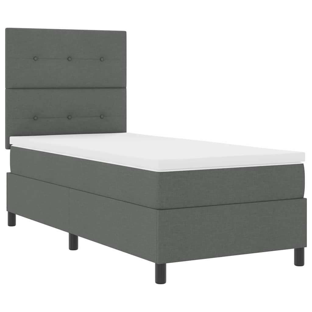 vidaXL Κρεβάτι με ελατήρια με κεφαλάρι Σκούρο γκρι 100 x 200 cm ύφασμα