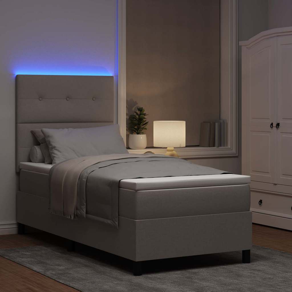 vidaXL Κρεβάτι με ελατήρια με κεφαλάρι Taupe 100 x 200 cm ύφασμα