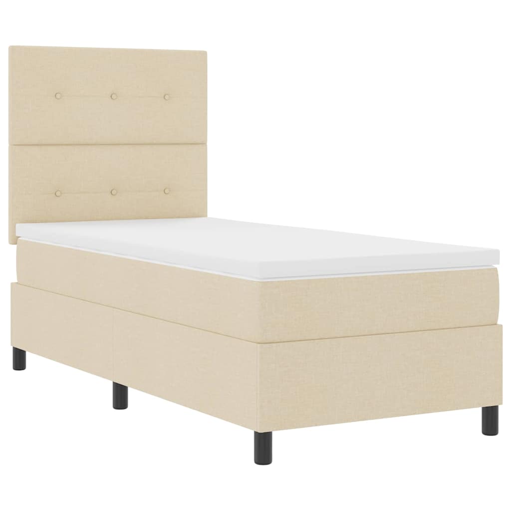vidaXL Κρεβάτι με ελατήρια με κεφαλάρι Κρεμ 100 x 200 cm ύφασμα