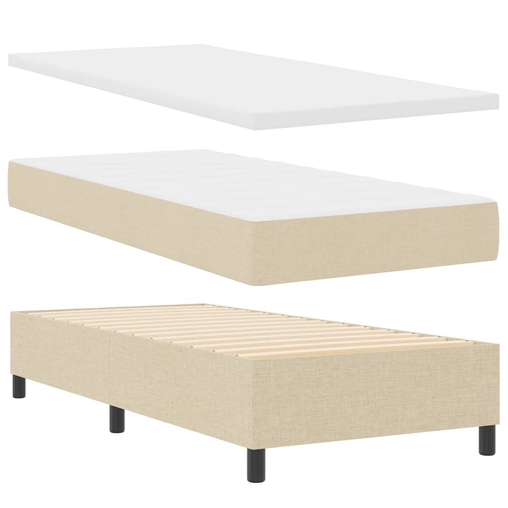 vidaXL Κρεβάτι με ελατήρια με κεφαλάρι Κρεμ 100 x 200 cm ύφασμα