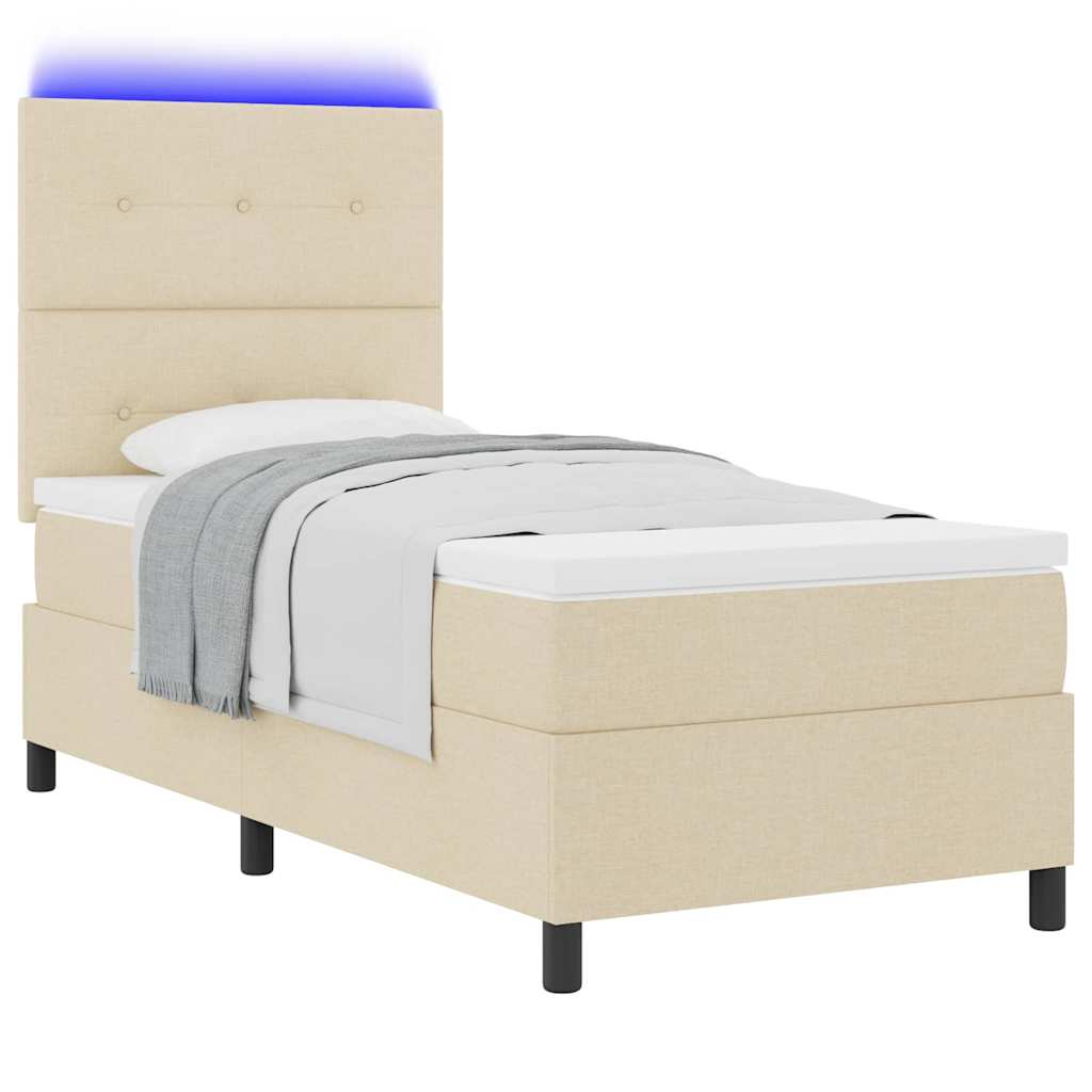 vidaXL Κρεβάτι με ελατήρια με κεφαλάρι Κρεμ 100 x 200 cm ύφασμα