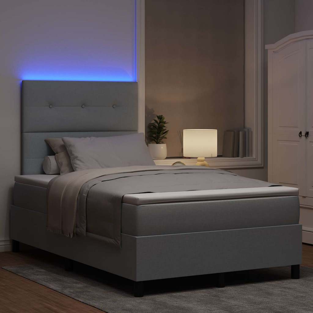 vidaXL Κρεβάτι με ελατήρια Ανοιχτό γκρι 120 x 190 cm ύφασμα