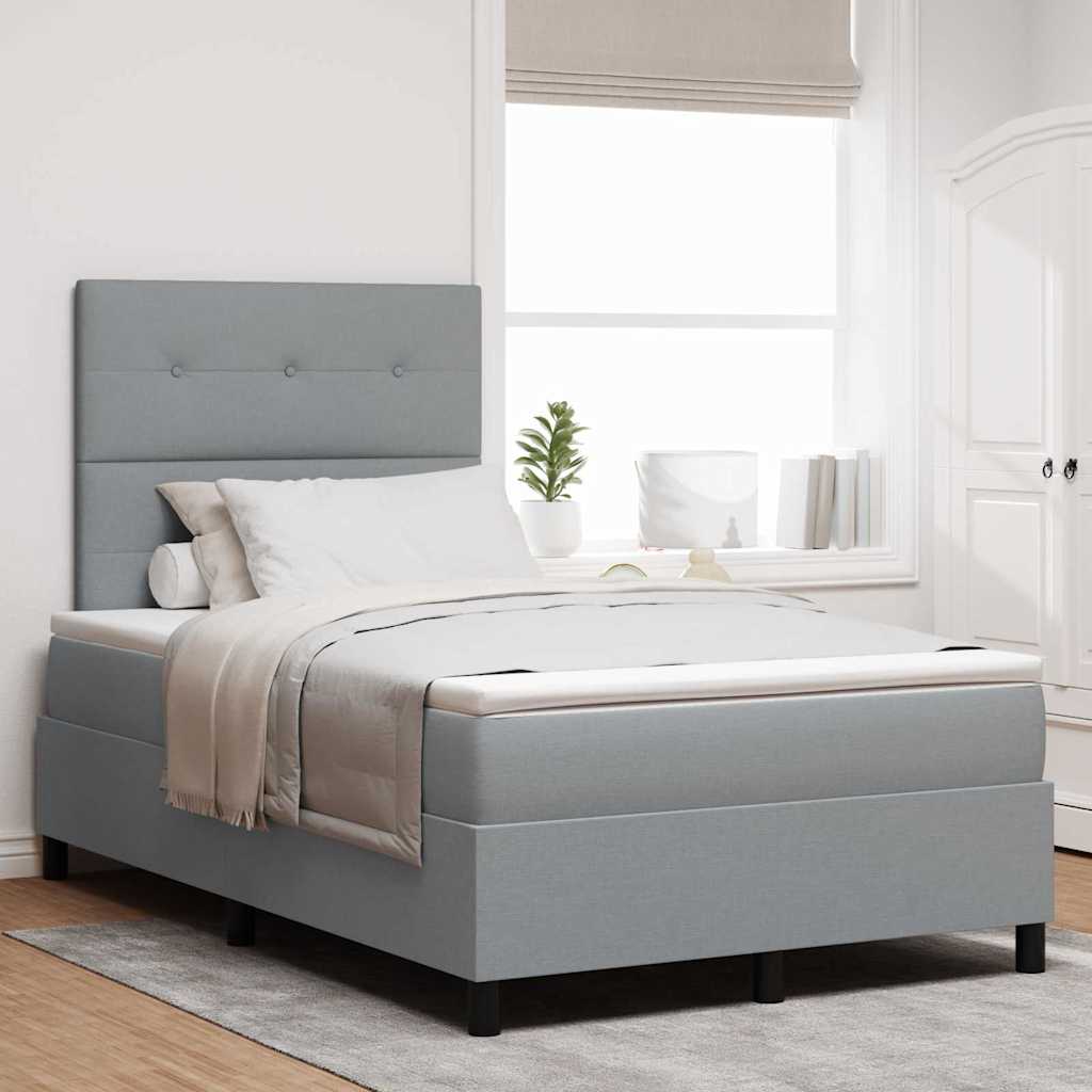 vidaXL Κρεβάτι με ελατήρια Ανοιχτό γκρι 120 x 190 cm ύφασμα