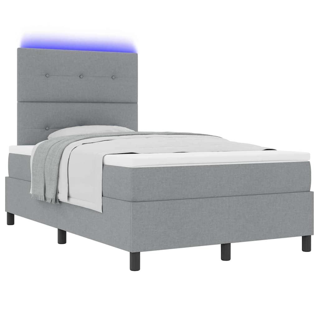 vidaXL Κρεβάτι με ελατήρια Ανοιχτό γκρι 120 x 190 cm ύφασμα