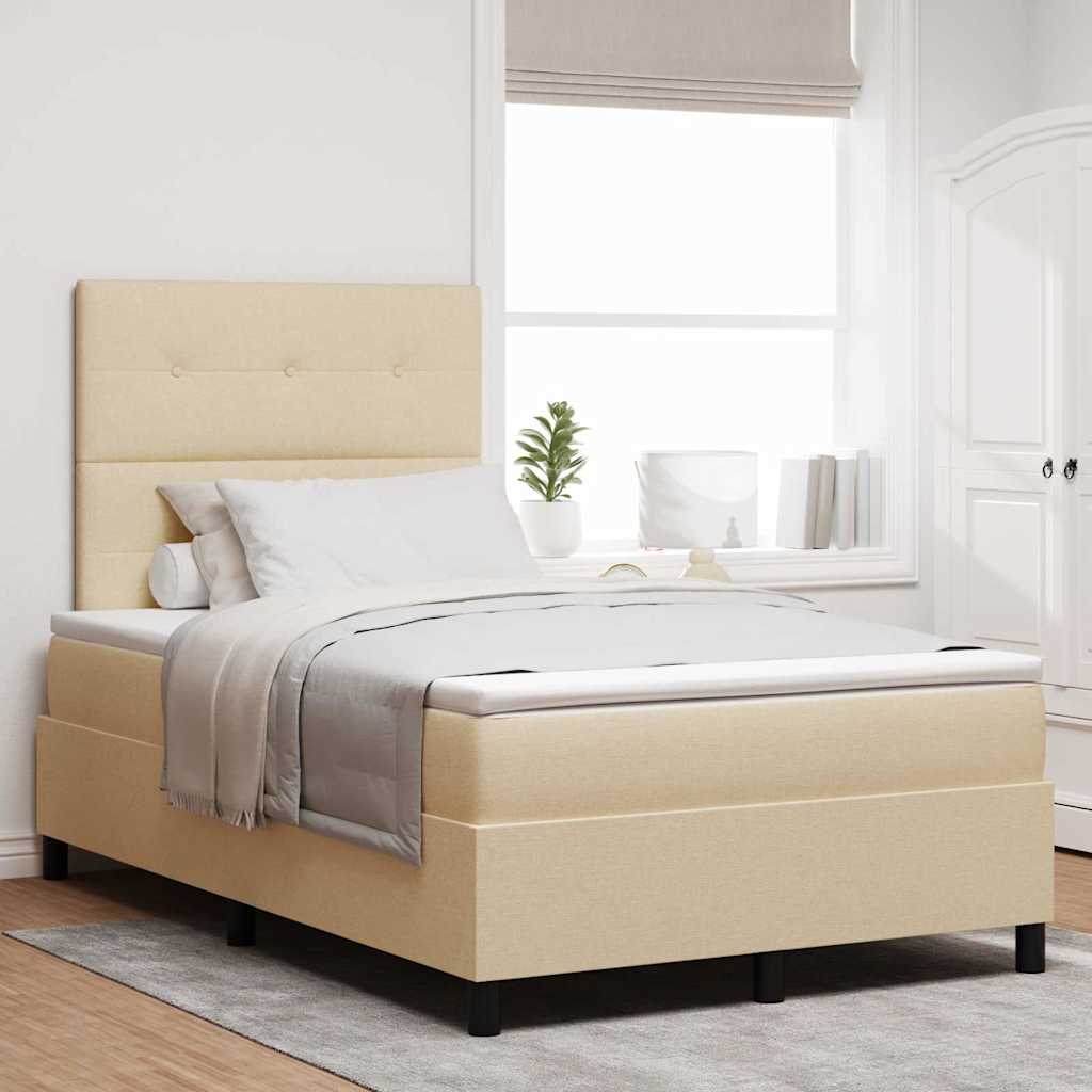 vidaXL Κρεβάτι με ελατήρια με κεφαλάρι Κρεμ 120 x 190 cm ύφασμα