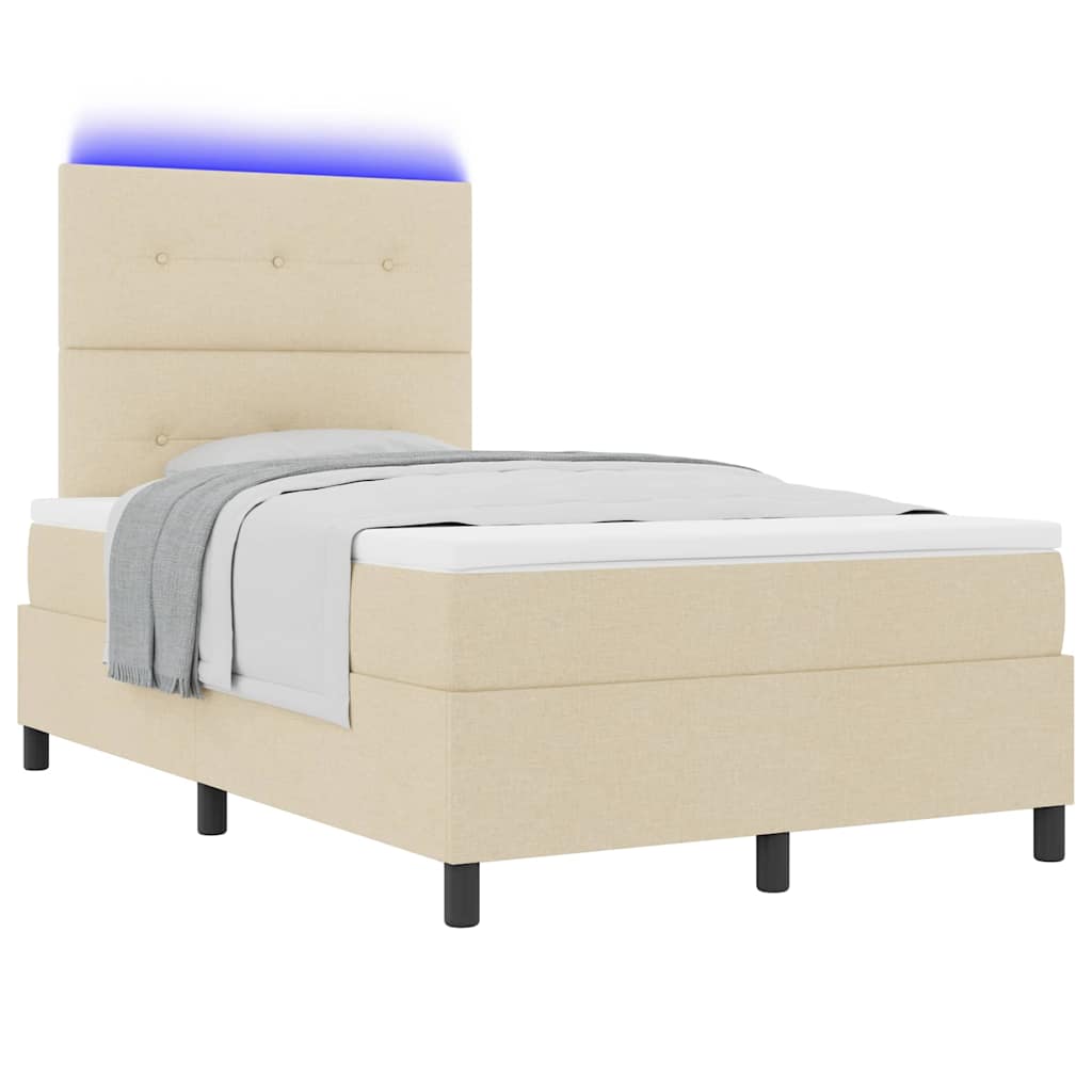 vidaXL Κρεβάτι με ελατήρια με κεφαλάρι Κρεμ 120 x 190 cm ύφασμα