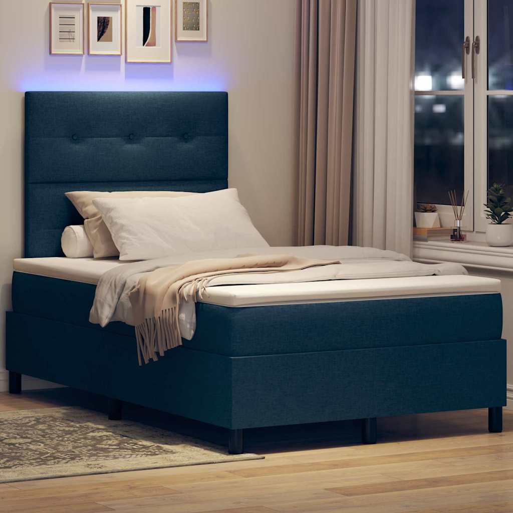 vidaXL Κρεβάτι με ελατήρια με κεφαλάρι Μπλε 120 x 190 cm ύφασμα