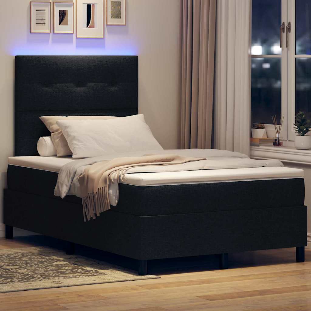 vidaXL Κρεβάτι με ελατήρια με κεφαλάρι Μαύρο 120 x 200 cm ύφασμα