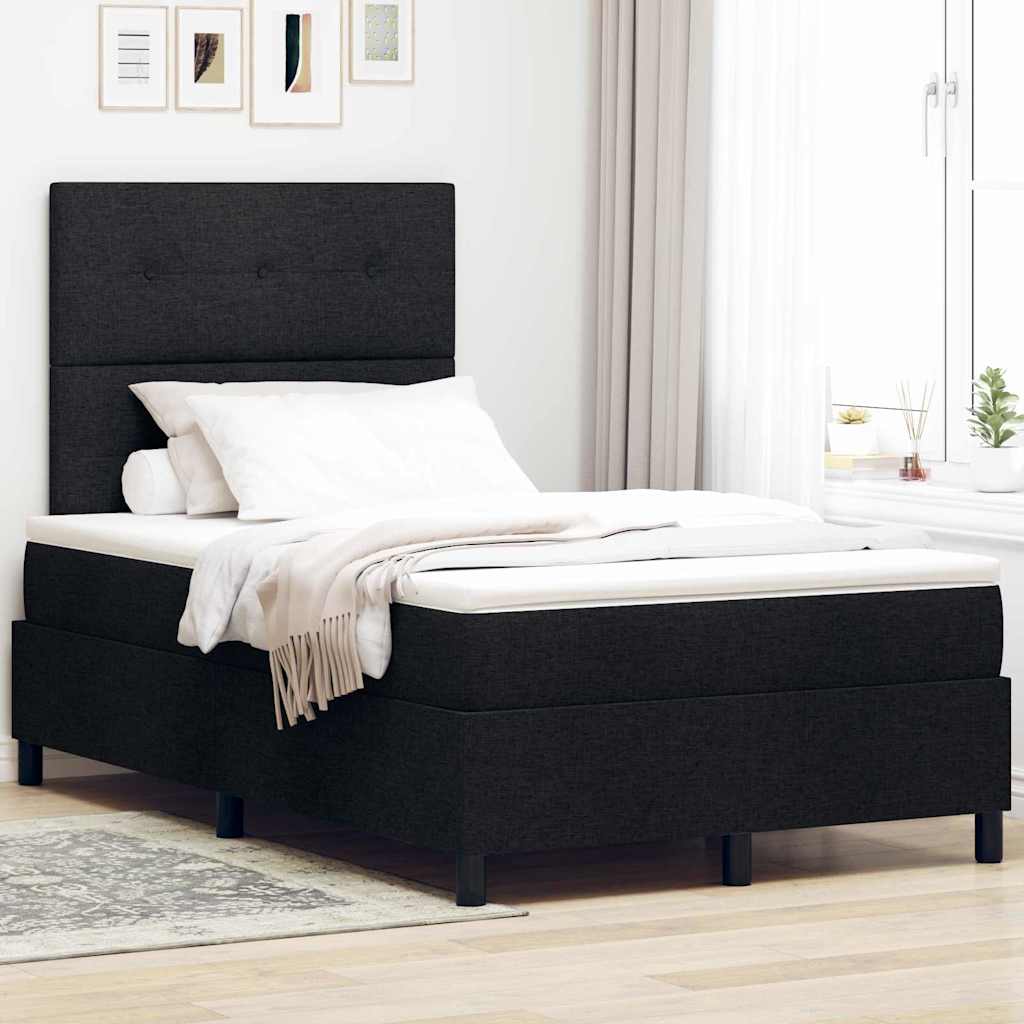 vidaXL Κρεβάτι με ελατήρια με κεφαλάρι Μαύρο 120 x 200 cm ύφασμα