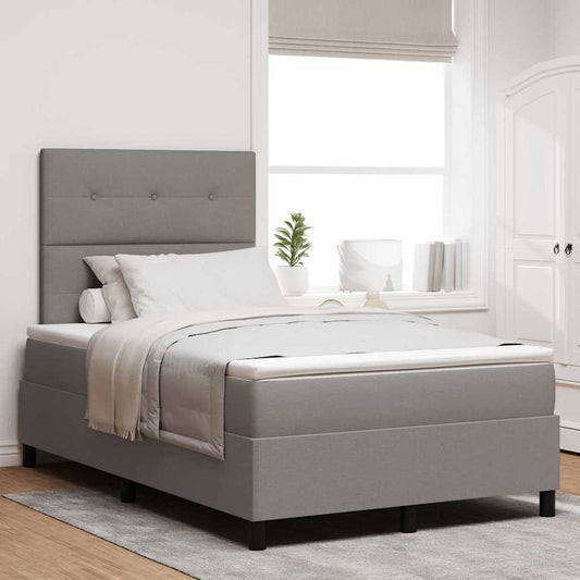 vidaXL Κρεβάτι με ελατήρια με κεφαλάρι Taupe 120 x 200 cm ύφασμα