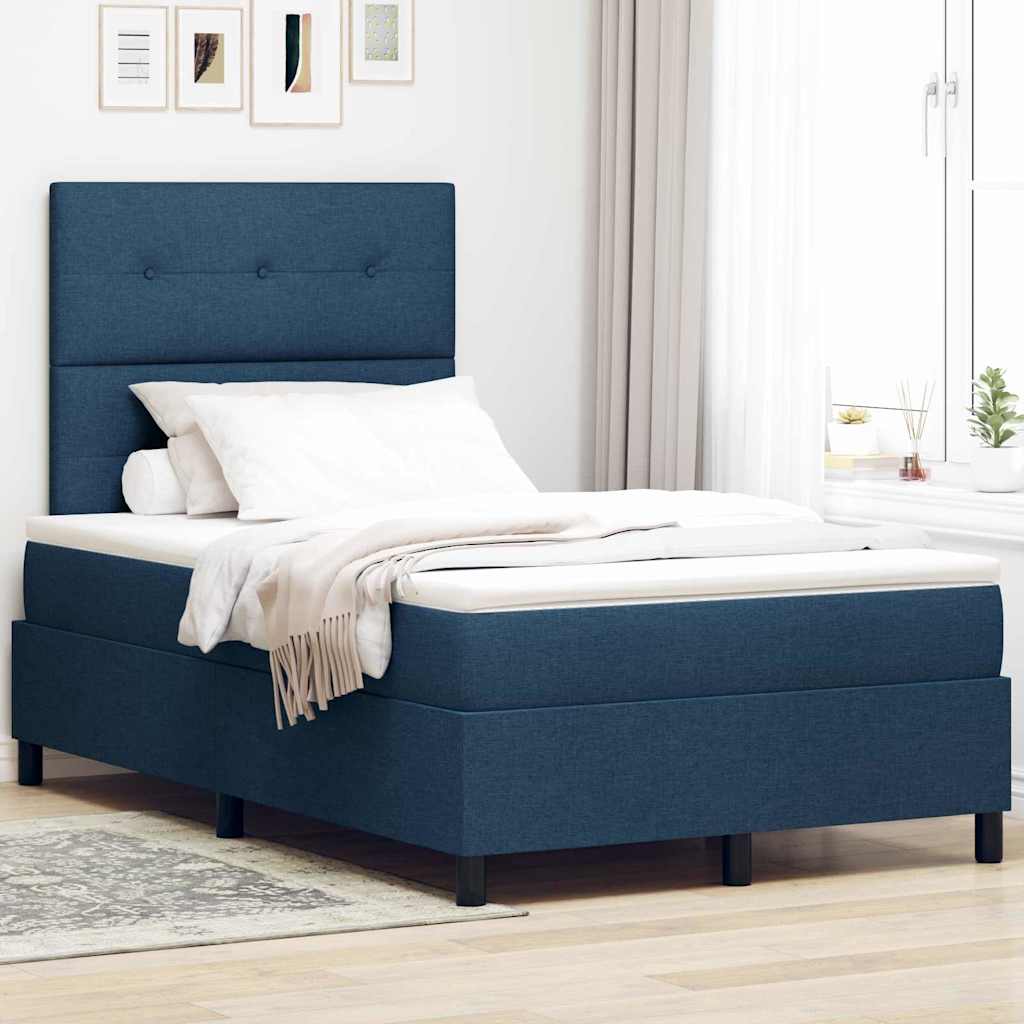 vidaXL Κρεβάτι με ελατήρια με κεφαλάρι Μπλε 120 x 200 cm ύφασμα