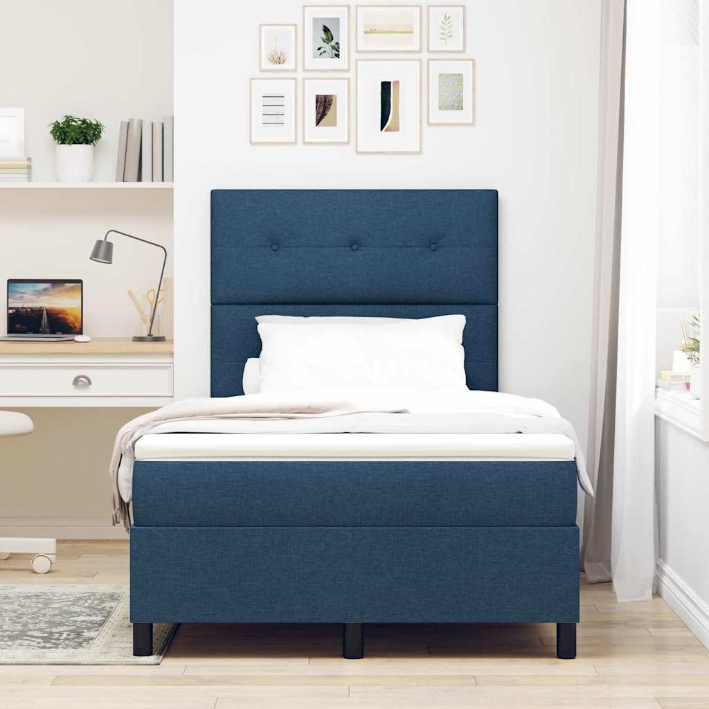 vidaXL Κρεβάτι με ελατήρια με κεφαλάρι Μπλε 120 x 200 cm ύφασμα