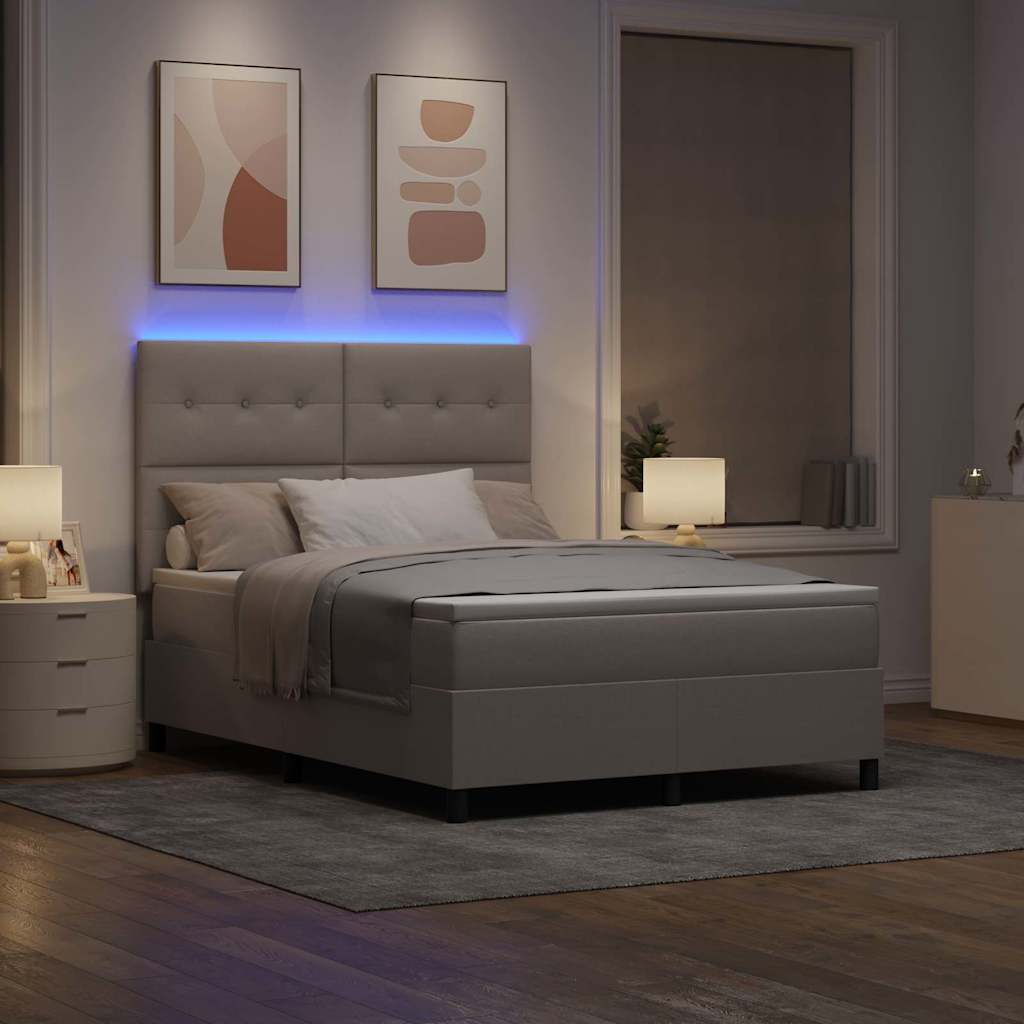 vidaXL Κρεβάτι με ελατήρια με κεφαλάρι Taupe 140 x 190 cm ύφασμα