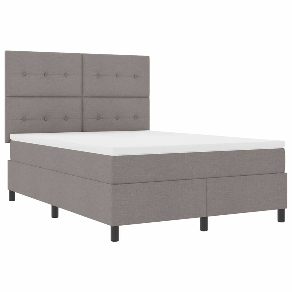 vidaXL Κρεβάτι με ελατήρια με κεφαλάρι Taupe 140 x 190 cm ύφασμα