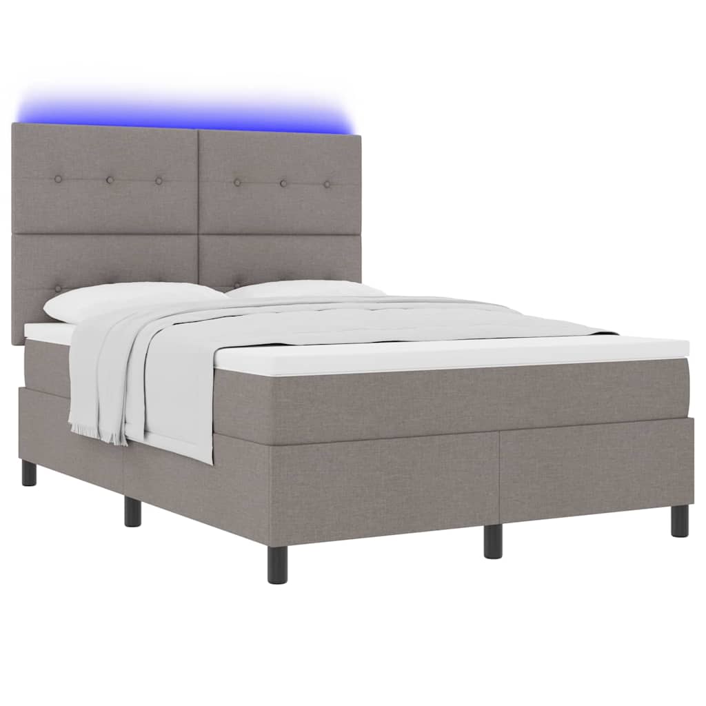 vidaXL Κρεβάτι με ελατήρια με κεφαλάρι Taupe 140 x 190 cm ύφασμα