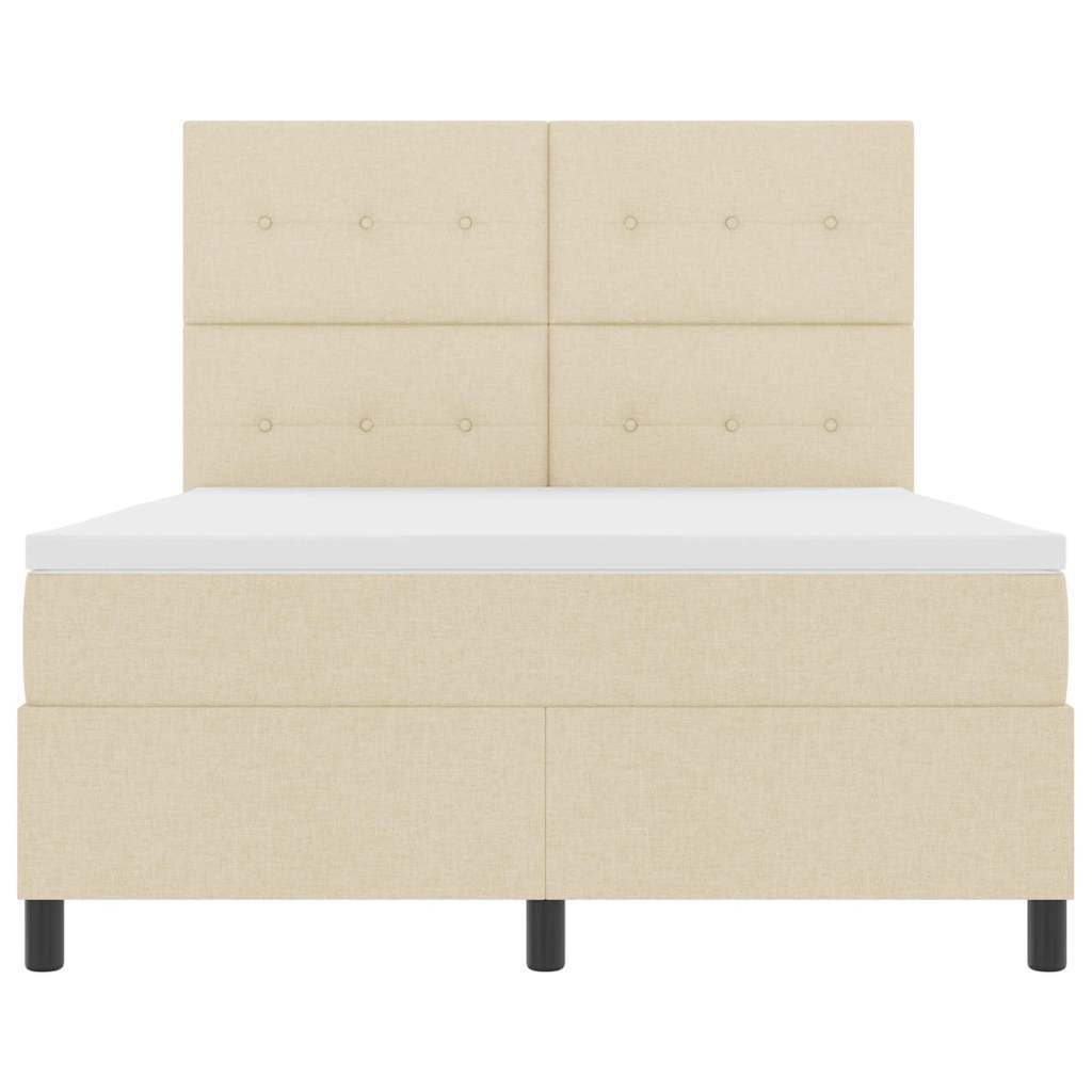 vidaXL Κρεβάτι με ελατήρια με κεφαλάρι Κρεμ 140 x 190 cm ύφασμα