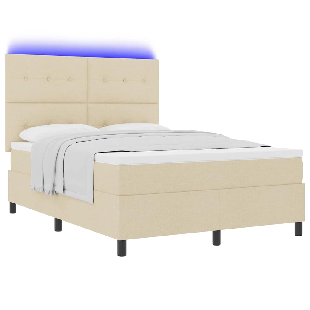 vidaXL Κρεβάτι με ελατήρια με κεφαλάρι Κρεμ 140 x 190 cm ύφασμα