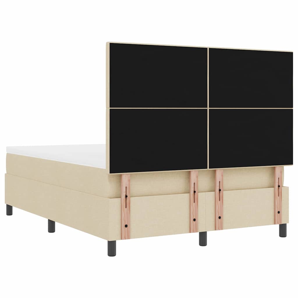 vidaXL Κρεβάτι με ελατήρια με κεφαλάρι Κρεμ 140 x 200 cm ύφασμα