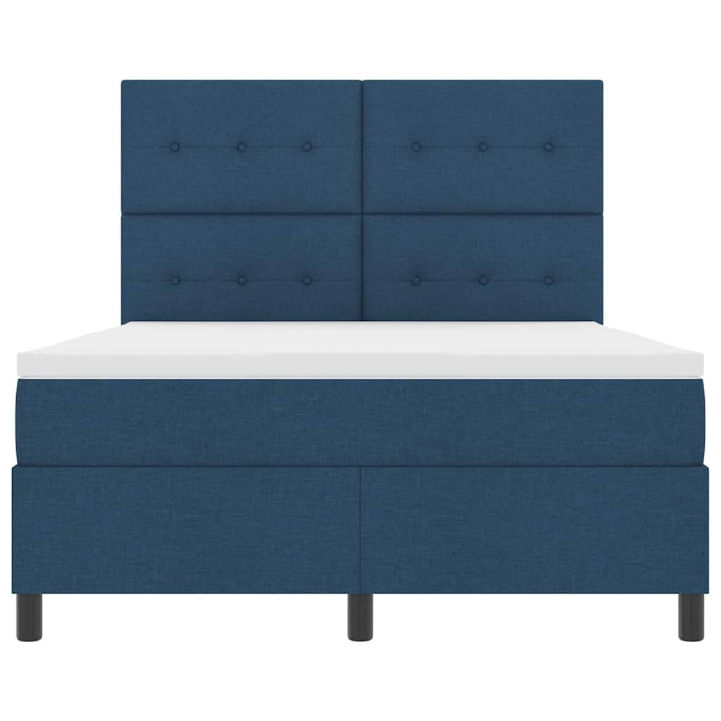 vidaXL Κρεβάτι με ελατήρια με κεφαλάρι Μπλε 140 x 200 cm ύφασμα