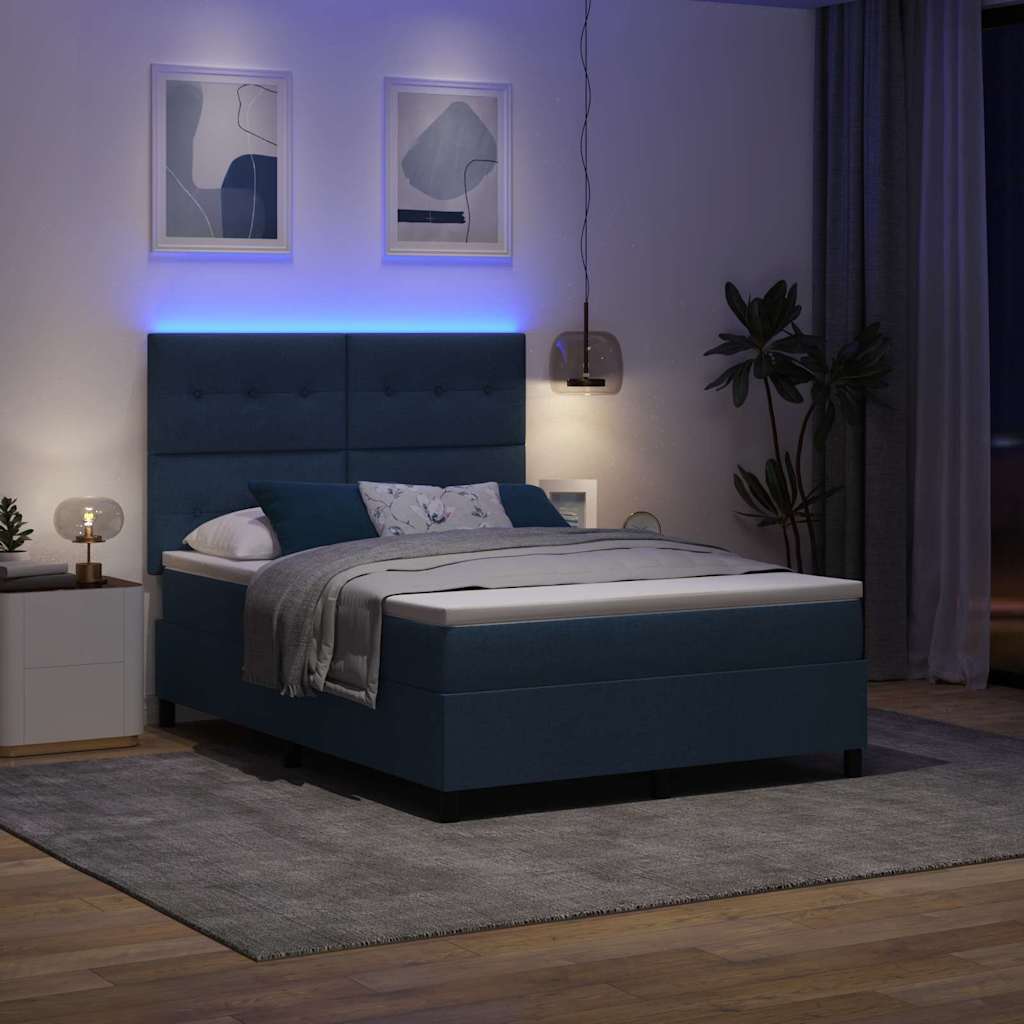 vidaXL Κρεβάτι με ελατήρια με κεφαλάρι Μπλε 160 x 200 cm ύφασμα