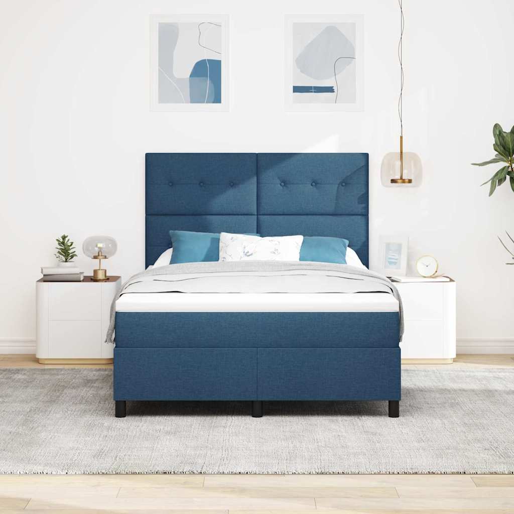 vidaXL Κρεβάτι με ελατήρια με κεφαλάρι Μπλε 160 x 200 cm ύφασμα