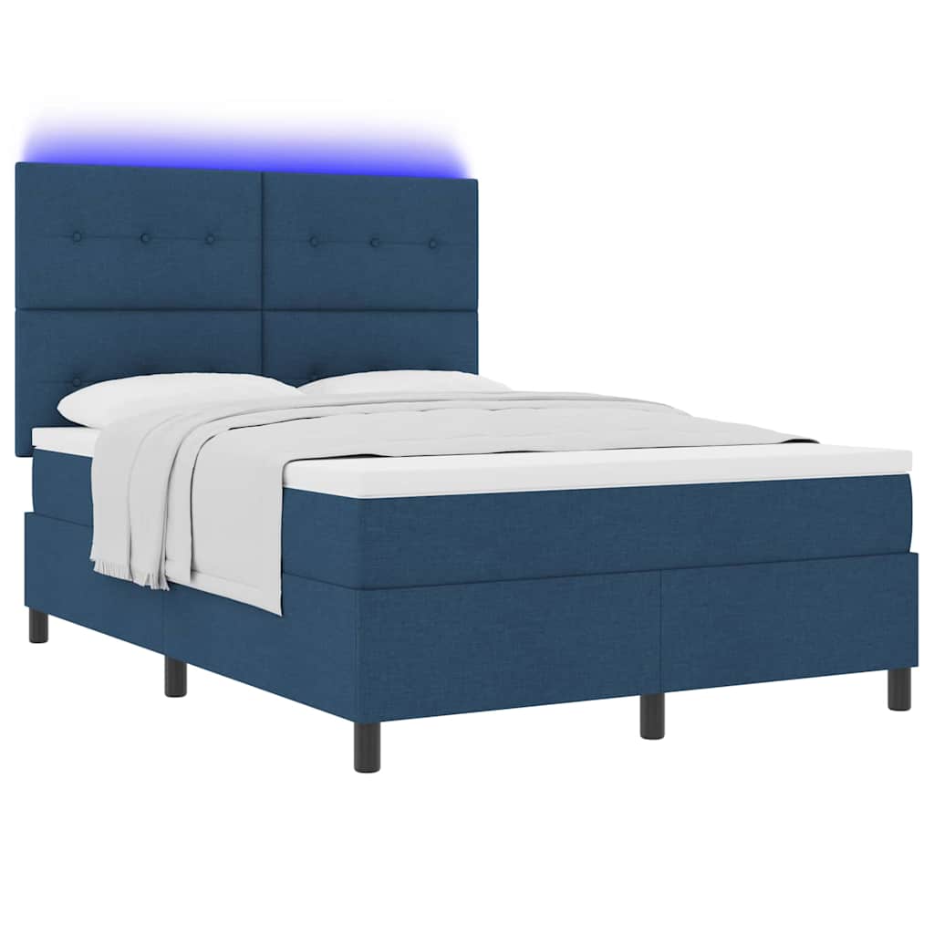 vidaXL Κρεβάτι με ελατήρια με κεφαλάρι Μπλε 160 x 200 cm ύφασμα