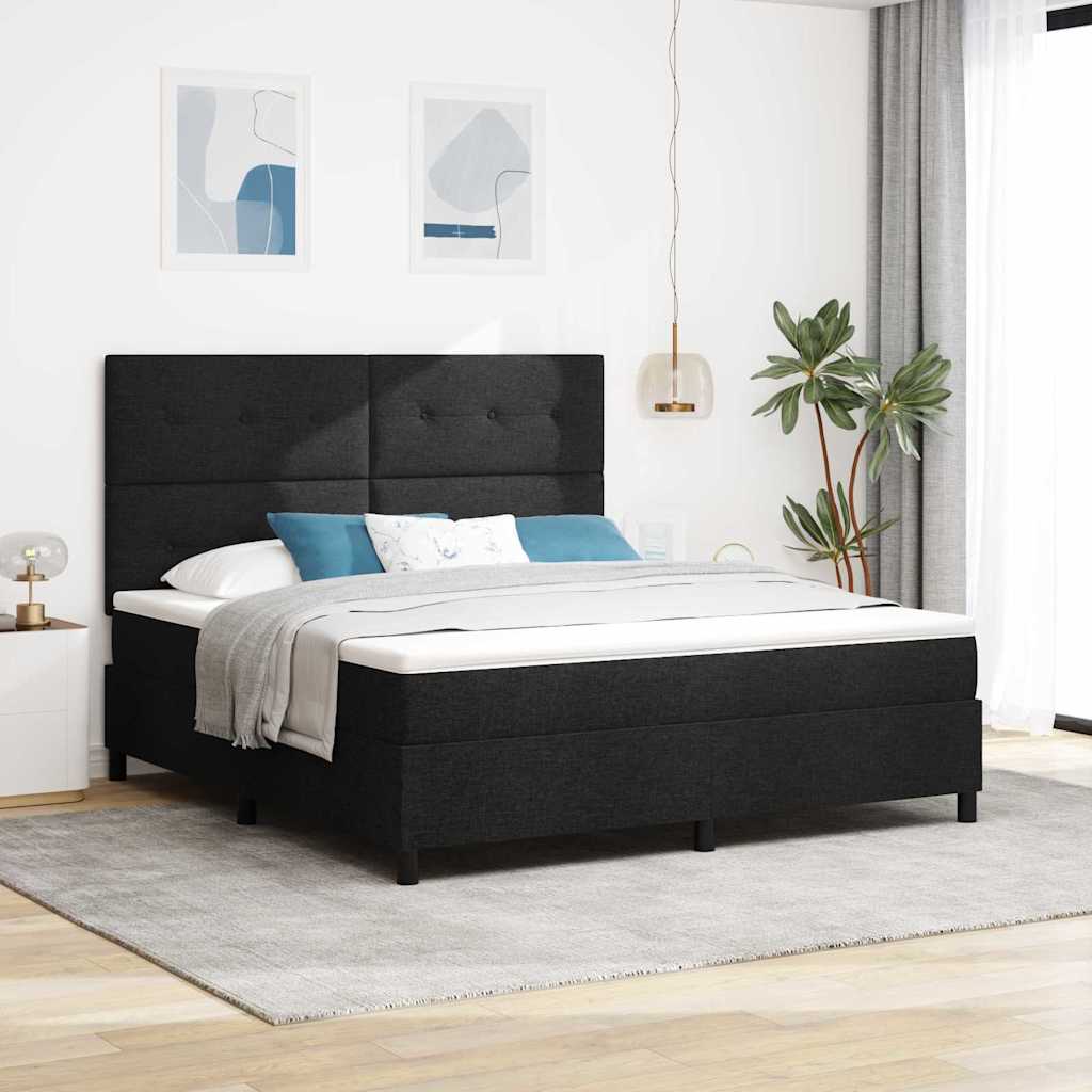 vidaXL Κρεβάτι με ελατήρια με κεφαλάρι Μαύρο 180 x 200 cm ύφασμα
