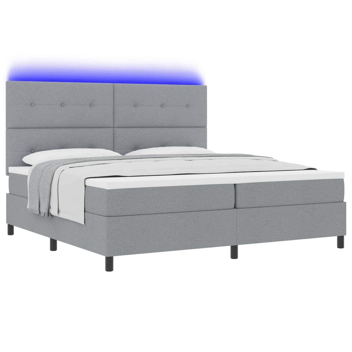vidaXL Κρεβάτι με ελατήρια Ανοιχτό γκρι 200 x 200 cm ύφασμα