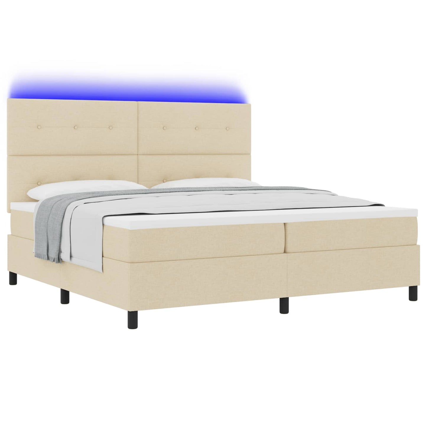 vidaXL Κρεβάτι με ελατήρια με κεφαλάρι Κρεμ 200 x 200 cm ύφασμα