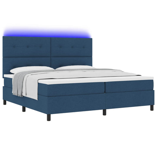 vidaXL Κρεβάτι με ελατήρια με κεφαλάρι Μπλε 200 x 200 cm ύφασμα