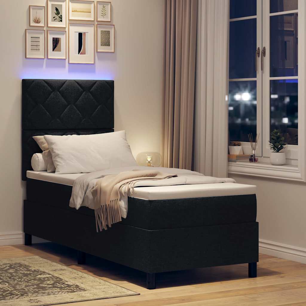vidaXL Κρεβάτι με ελατήρια με κεφαλάρι Μαύρο 80 x 200 cm ύφασμα