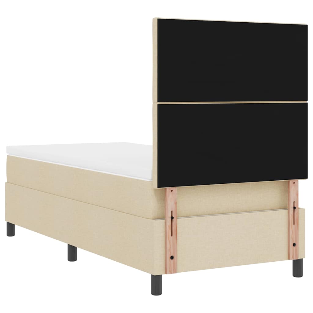 vidaXL Κρεβάτι με ελατήρια με κεφαλάρι Κρεμ 100 x 200 cm ύφασμα