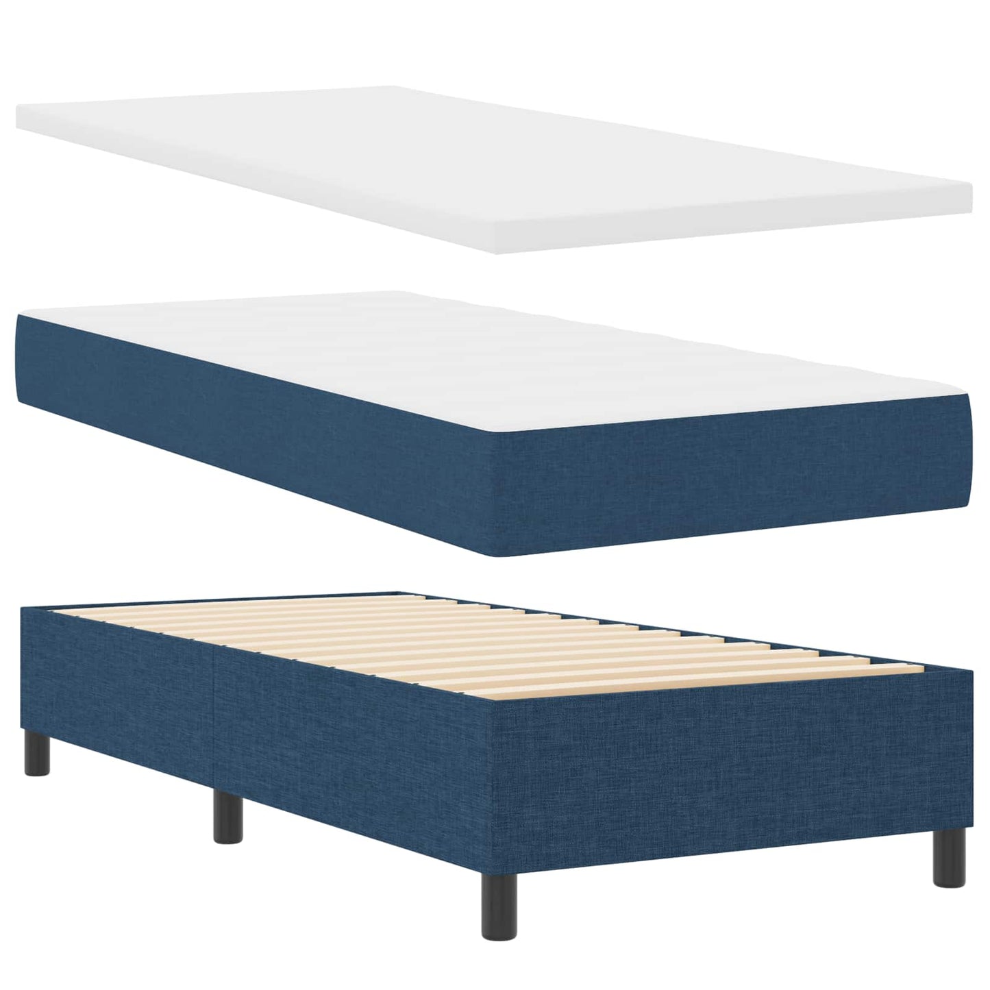 vidaXL Κρεβάτι με ελατήρια με κεφαλάρι Μπλε 100 x 200 cm ύφασμα