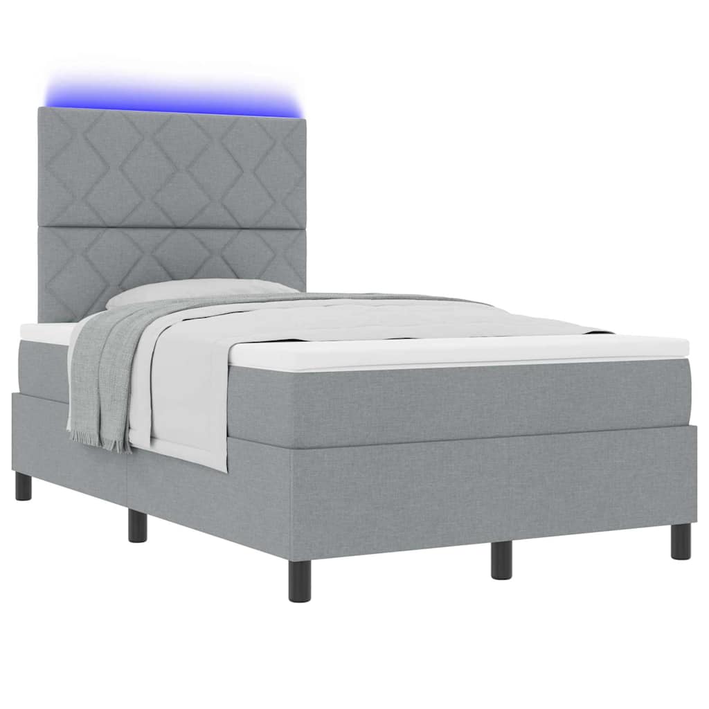 vidaXL Κρεβάτι με ελατήρια Ανοιχτό γκρι 120 x 190 cm ύφασμα