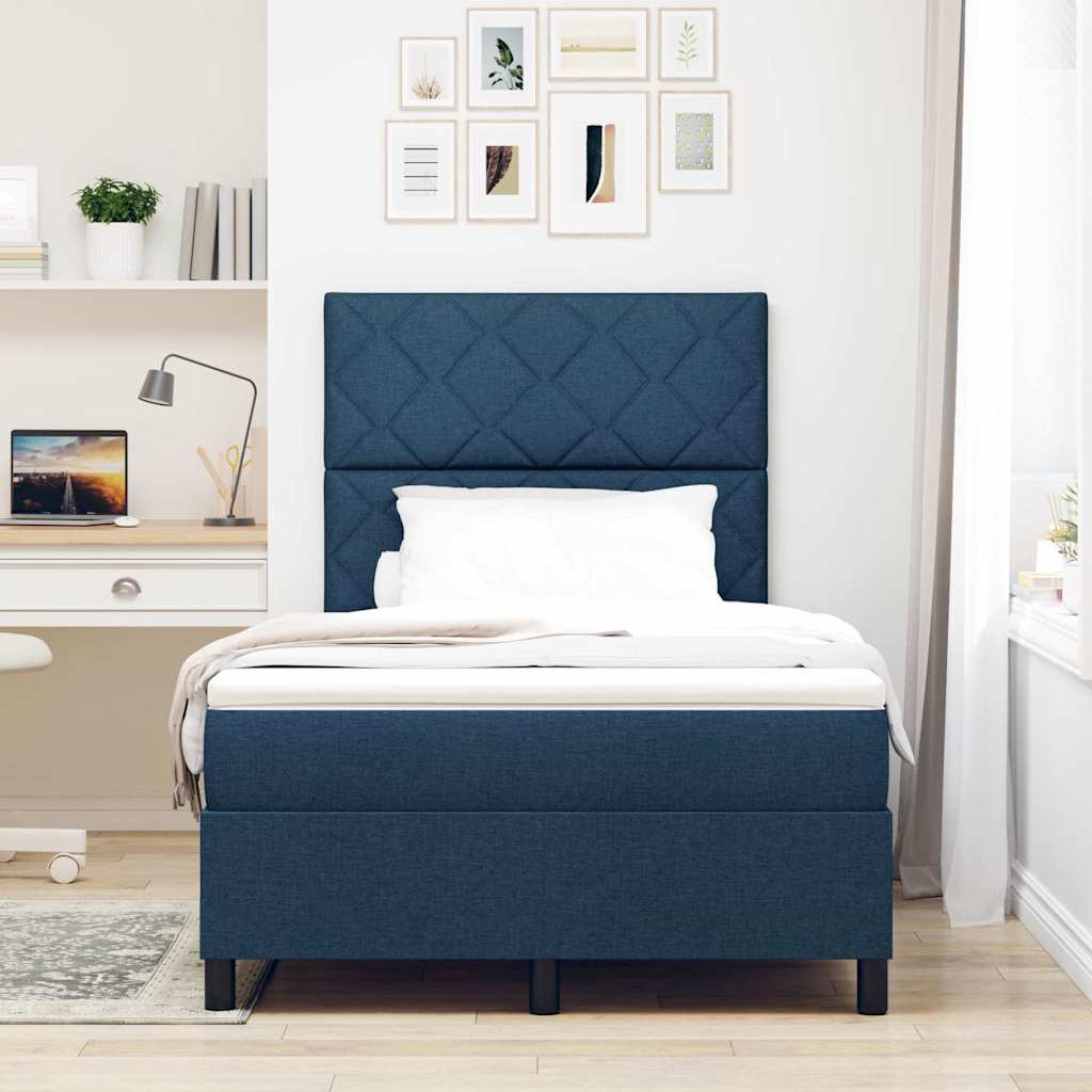 vidaXL Κρεβάτι με ελατήρια με κεφαλάρι Μπλε 120 x 190 cm ύφασμα