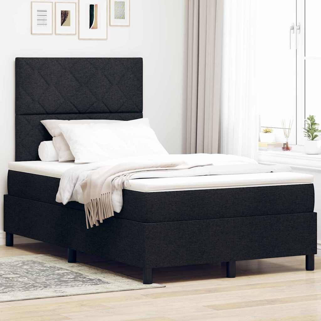 vidaXL Κρεβάτι με ελατήρια με κεφαλάρι Μαύρο 120 x 200 cm ύφασμα