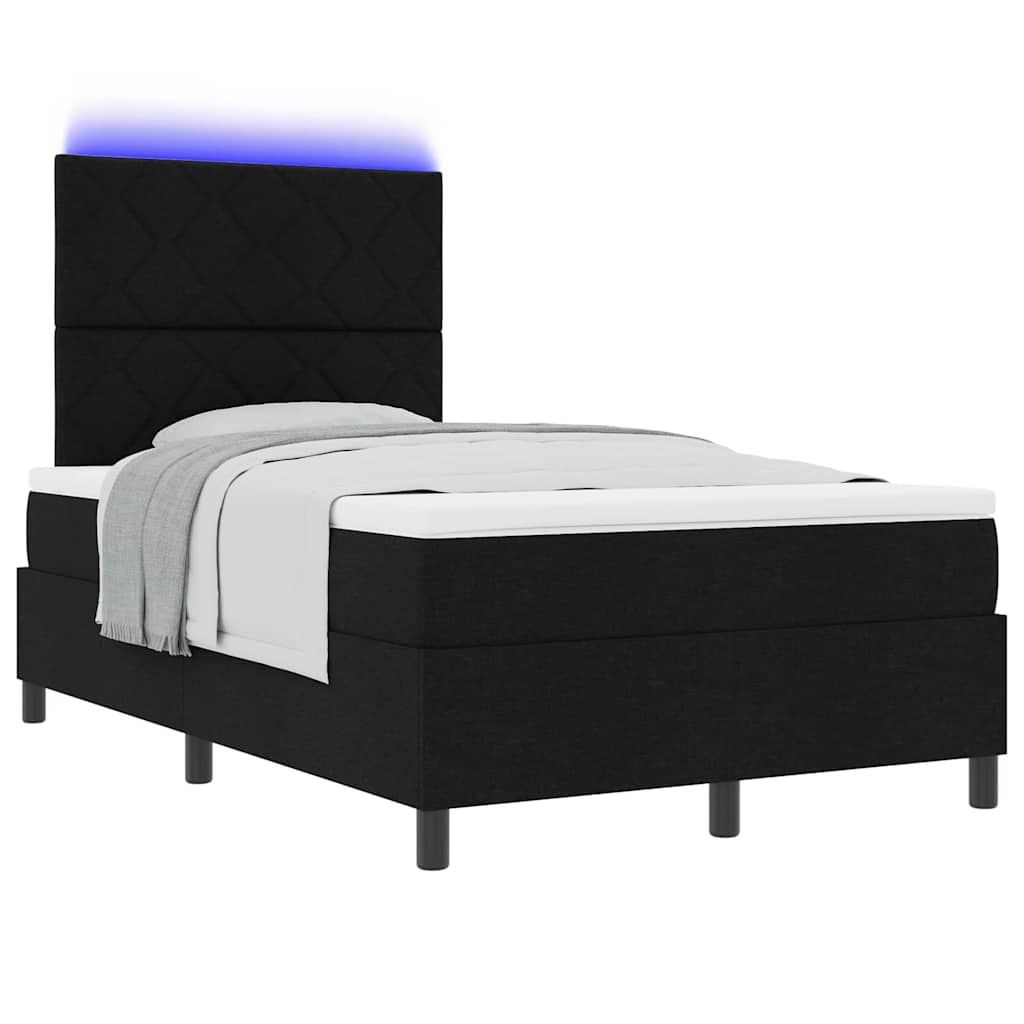 vidaXL Κρεβάτι με ελατήρια με κεφαλάρι Μαύρο 120 x 200 cm ύφασμα